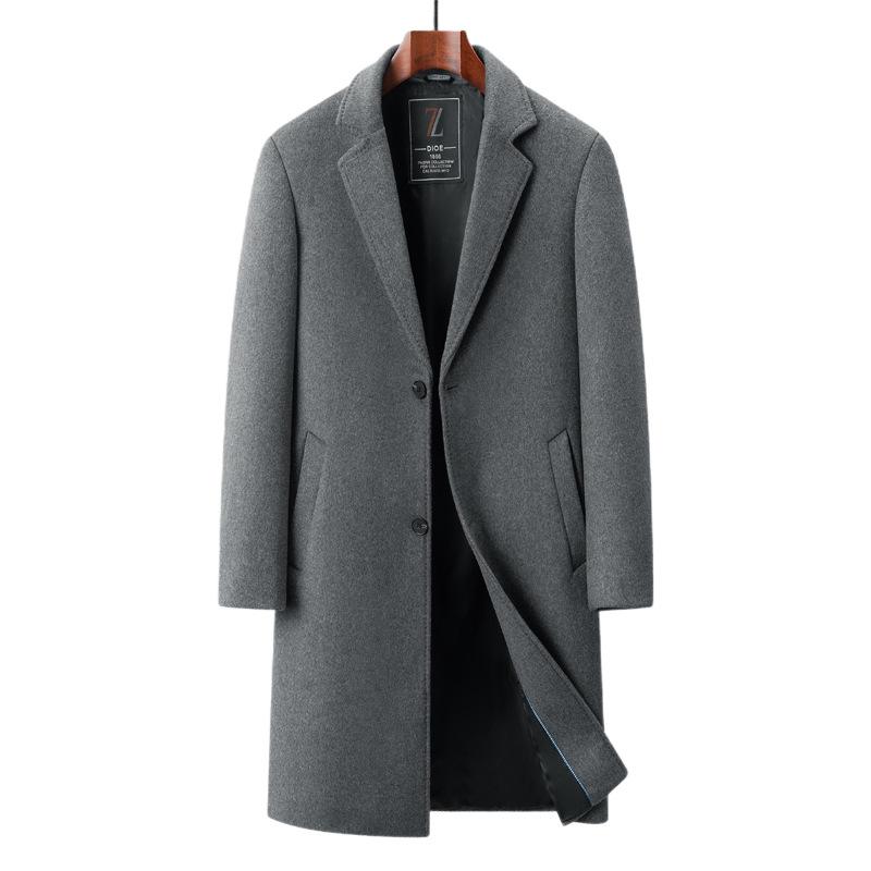 Autumn and Winter New Men's Trench Coat Medium and Long Suit Collar Business Casual Cotton Thickened Coat Men's Coat