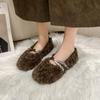 Fashion Little Fairy Flat Sole Cotton Shoes Winter 2024 Wearing New Plus Velvet Bean Shoes Plush Shoes Girl Women Zapatos Mujer