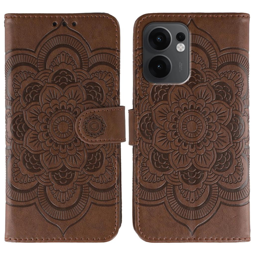For Oppo Reno13 F 4G/5G Case PU Leather Mandala Imprinted Design Wallet Phone Cover