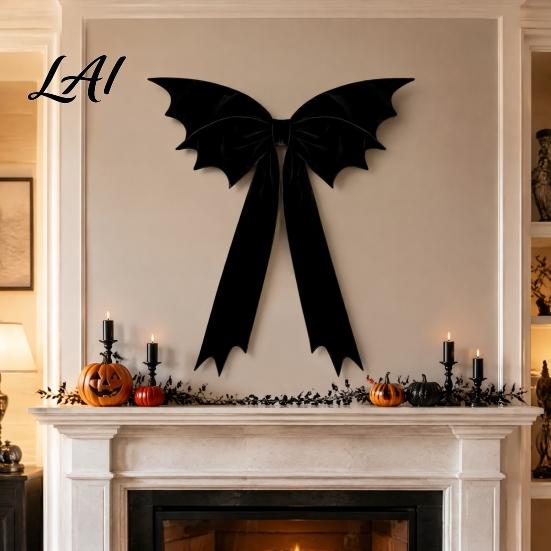 Decorative Ornaments for Porch Halloween Bat Bow Garden Decor Christmas Tree Topper Hanging Ornament Party Spooky Holiday Decoration Indoor Outdoor