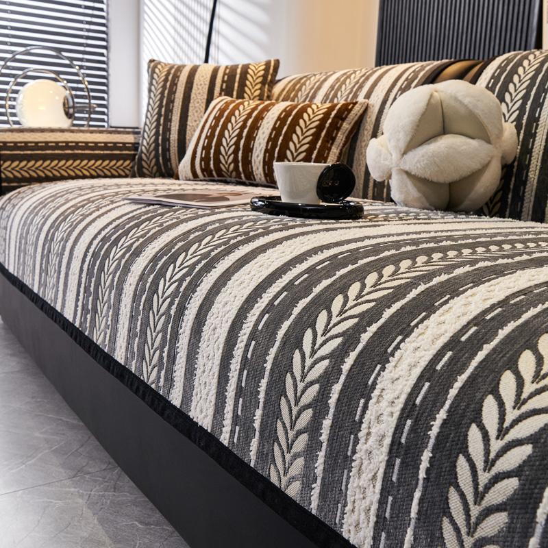 Чехлы для диванов Line Jacquard Chenille, роскошные нескользящие мягкие чехлы для диванов, полотенец, подушек, чехлы для гостиной, современный домашний декор