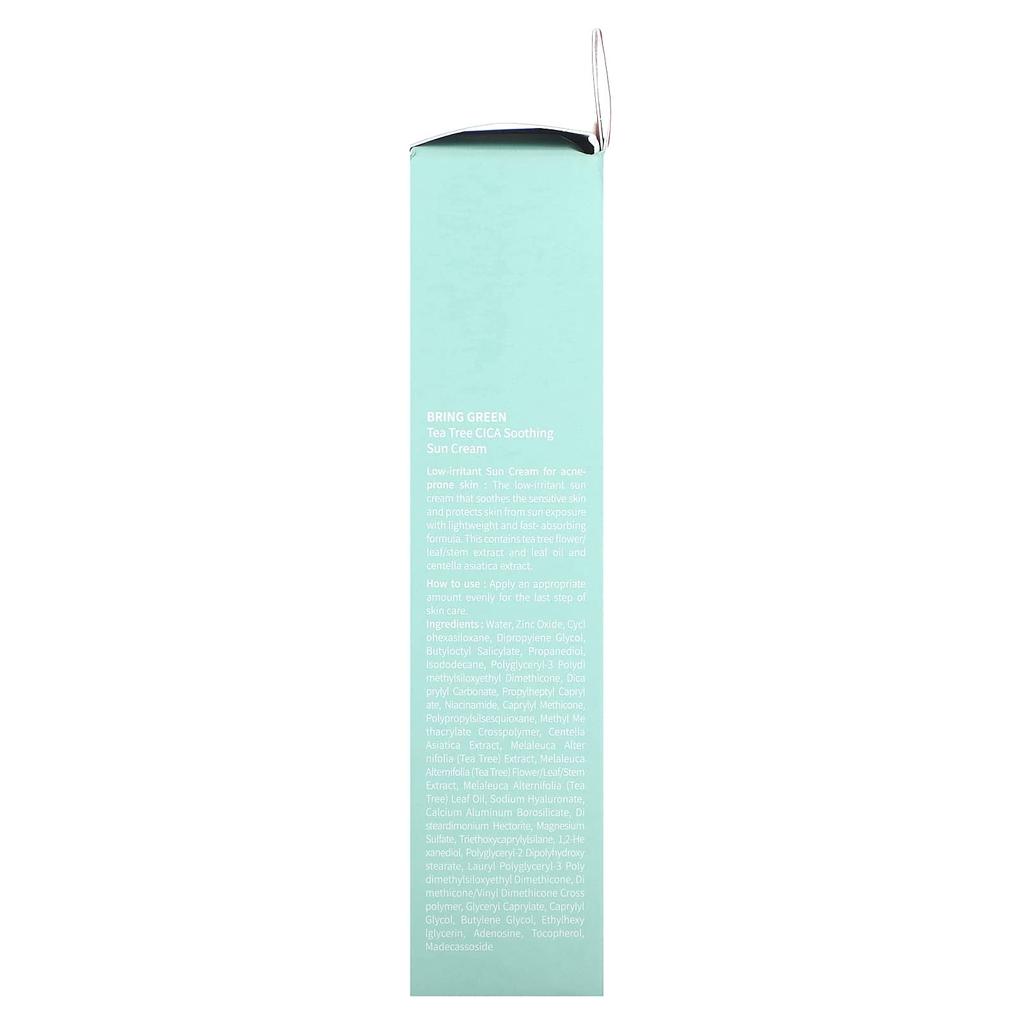 BRINGGREEN Успокаивающий солнцезащитный крем Tea Tree Cica, SPF 50+ PA++++, 1,69 жидких унций (50 мл)