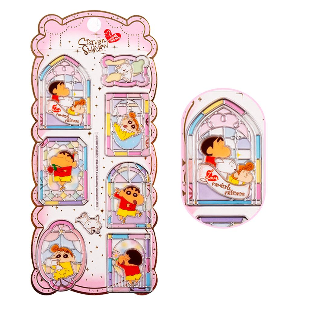 Cute Crayon Shin-chan 3D Silver Foil Window Glass Stickers - Crystal Decor for Girl Bag DIY Phone Album Decoration