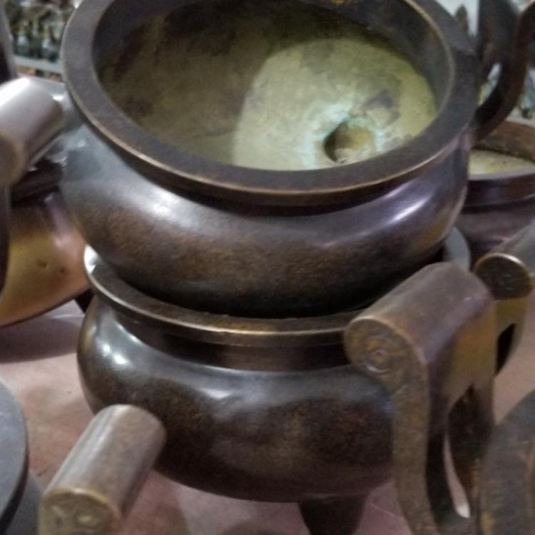 Three-Legged Tripod Buddha Offering Plate Copper Incense Living Room Ornament Aromatherapy Tube Cap Ear Burner Dam