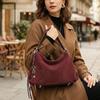 HIFASHION Настоящая замшевая сумка-хобо для женщин Новинка 2026 года Роскошный дизайнерский кросс-боди Винтажная сумка на плечо или под мышку с кисточками