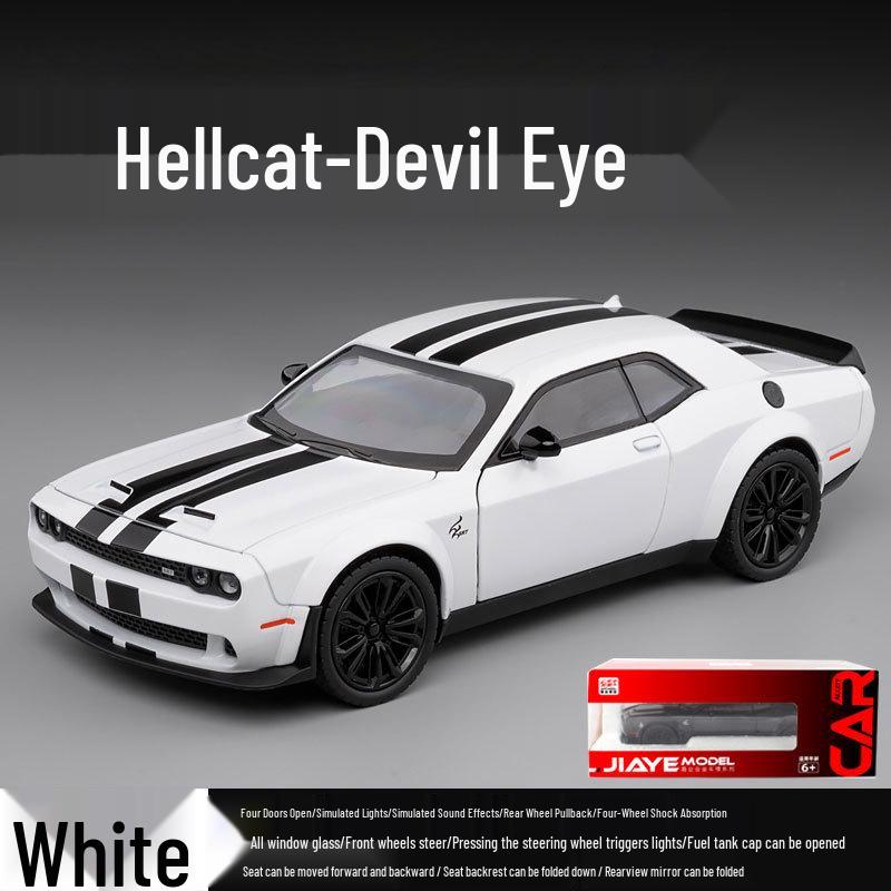 Цзяе 1:22 Dodge Hellcat Demon Eye Модель легкосплавного автомобиля со звуком, светом и инерционными амортизаторами на всех четырех колесах