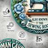 1 Piece 2D Welcome Green Sewing Machine Pattern Wooden Disc Sign 8 Inch Fits Home Cafe Bar Garden Decorative Wall Plaque