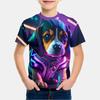 Детская одежда Веселый щенок 3D-принт Графические футболки Летняя одежда для игр на свежем воздухе С круглым вырезом С короткими рукавами Детская одежда для мальчиков