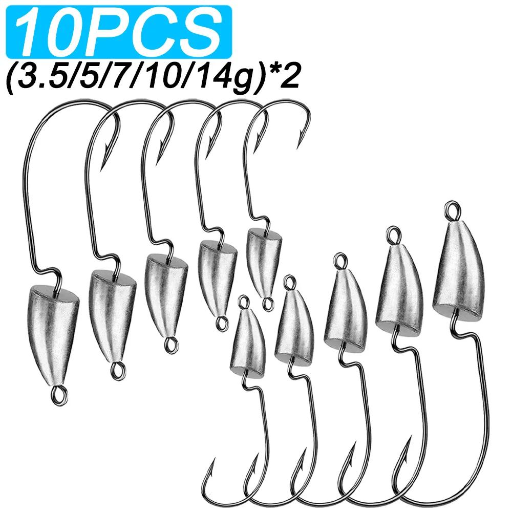 10PCS Metal Jig Head Worm Hook 3.5g 7g 10g 20g Weight Crank Fishhooks Gear Sinker Pesca for Lure Texas Rig Fishing Tackle Kit