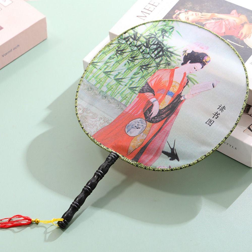 Классический круглый веер ручной работы с кисточками, реквизит, креативный антикварный веер для танцев