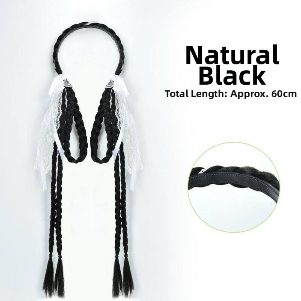 Synthetic Bunny Ear Headband Ponytail Ballet Style Long Pony Tail Hairpieces Cosplay
