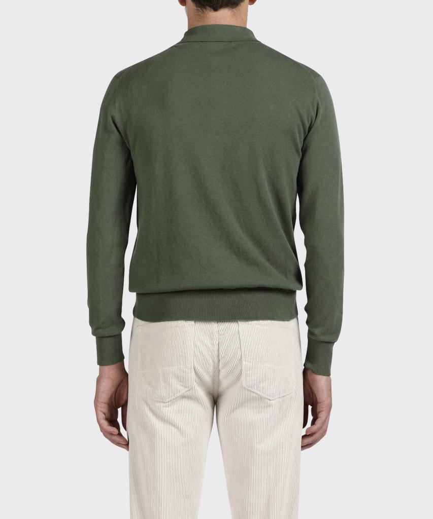 PANICALE Green Cotton Collared Knit