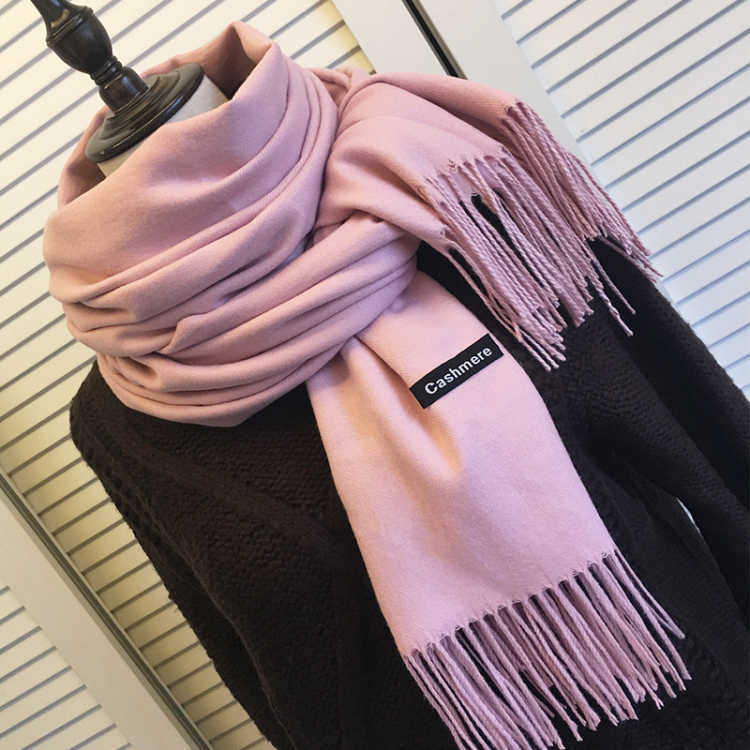 Women's Winter Fleece-Like Cashmere Scarf Solid Color Warm Autumn Winter Scarf