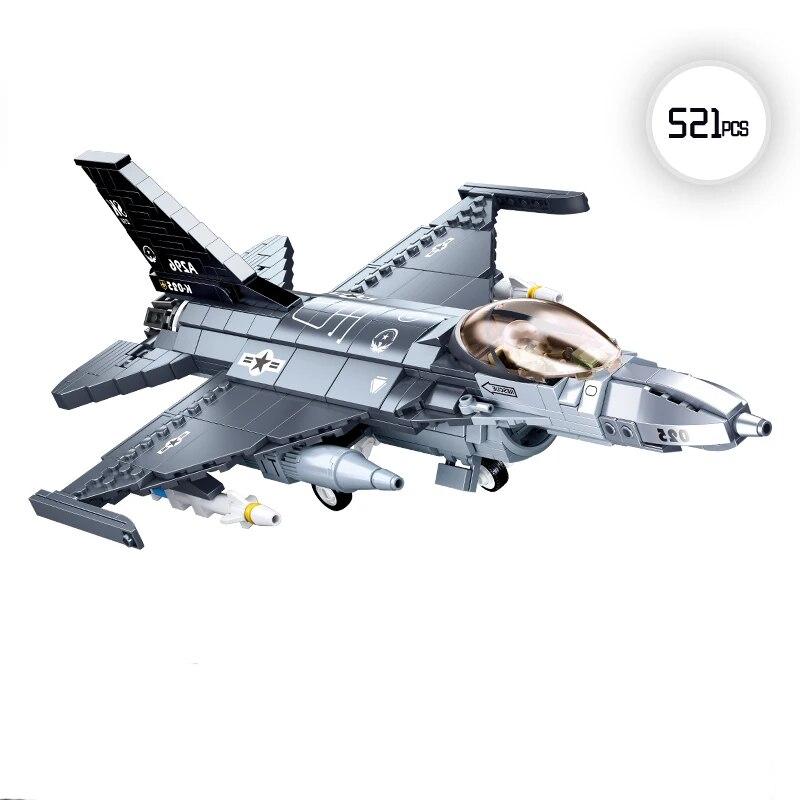 WW2 Военная серия Вторая мировая война F16 Многоцелевой реактивный истребитель DIY Модель Строительные блоки Кирпичи Игрушки Подарки