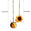 Automotive Charms Knitted Decors Crochet Bees Sunflower Pendant Car Rearview Hanging Ornament Gift for Friend