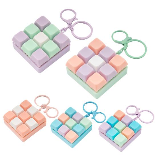 Yousheng 9-Keys Fidget Keyboard Keychain Stress Anxiety Relief Keyboard Clicker Keychain Portable Decompression Button Sensory Toy