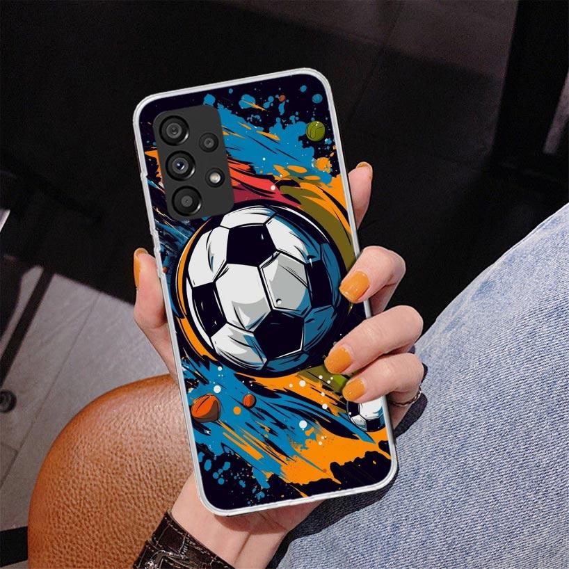 Чехол для телефона с дизайном футбольного мяча для Samsung Galaxy A17 A16 A15 A14 A13 A57 A56 A55 A54 A53 A37 A36 A35 A34 A33 A26 A25 A2