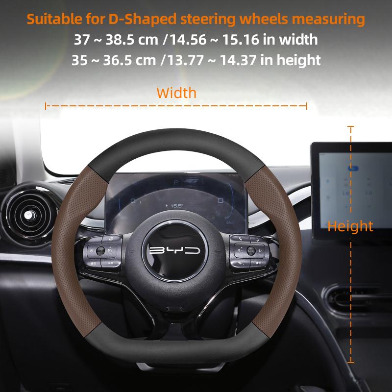 Suitable for Byd Breathable Leather Matte Carbon Fiber Texture Steering Wheel Cover Suitable for Dolphin Mini Seal Atto 3 King Shark 6 Song njbwy33