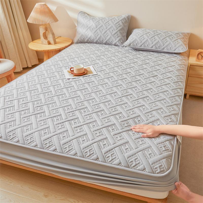 Class A Raw Cotton Soybean Padded Mattress, Thickened Solid Color Cotton Mattress, Mattress Protective Cover, Dust-proof and Non-slip Bed Sheet Cover