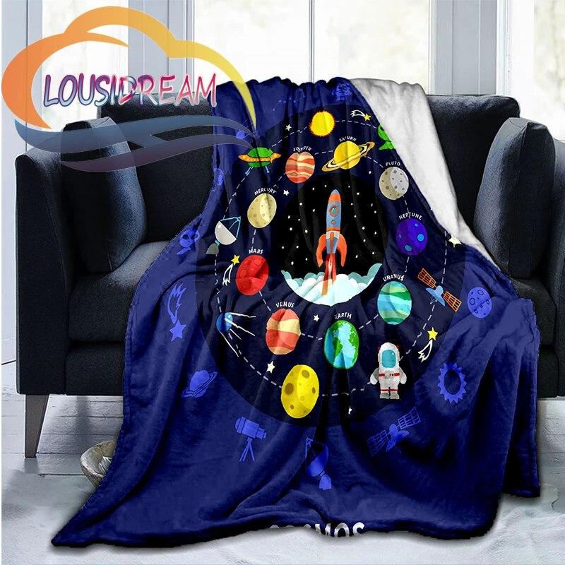 Space Universe Vector and Many Planets In Galaxy Series Wool Blanket Cashmere Fashion Flannel Blanke