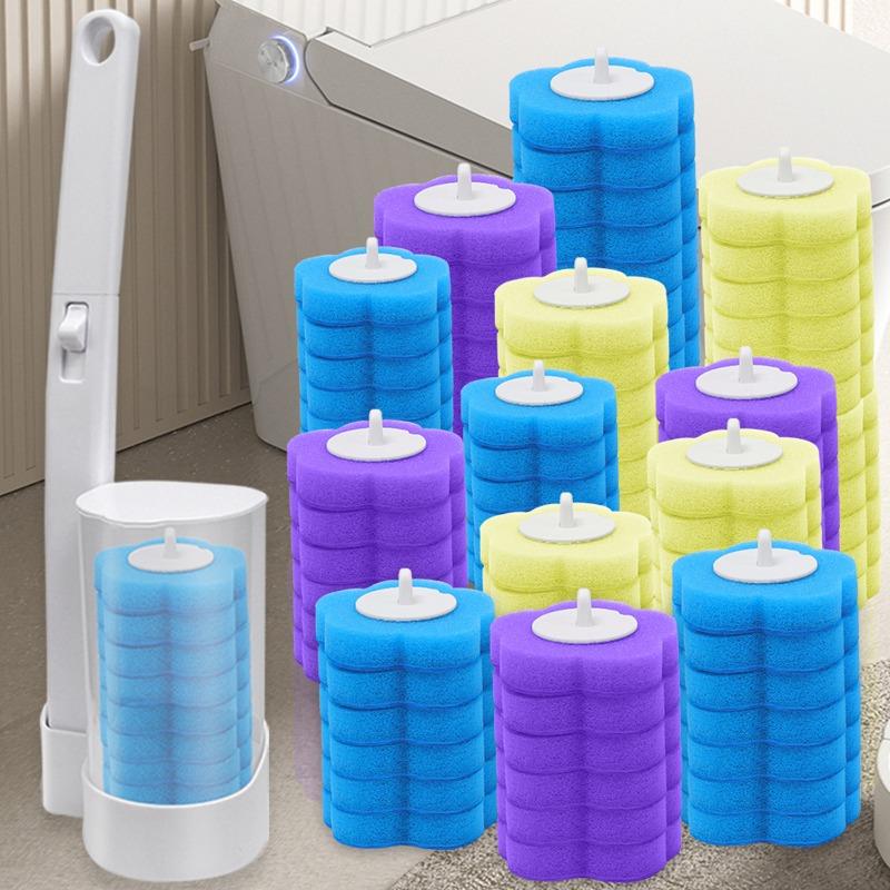 Wholesale Disposable Sponge Toilet Brush Heads Bathroom Replacement Dissolving Head No Dead Angle Fresh Cleaning Brush Refills