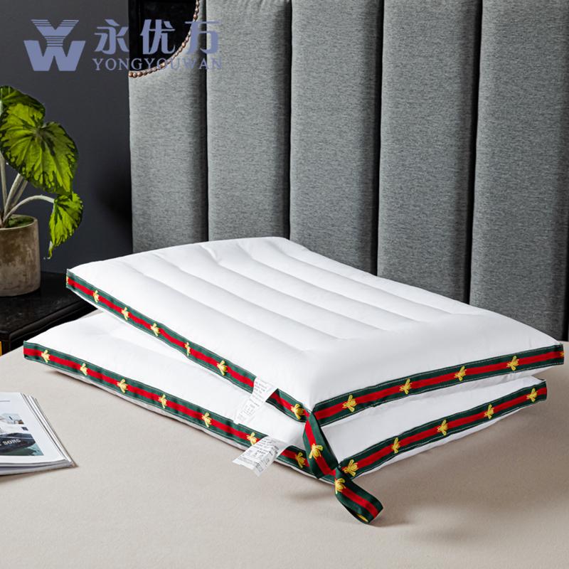 Yongyouwan All Cotton Chinese Style Soft Low Pillow for Single and Double Students Dormitory Home Bedroom Neck Protection Sleep Pillow Core