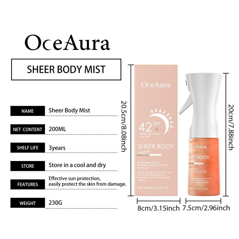 Oceaura Body Protection Spray Moisturizing Hydrating Summer Outdoor Uv Defense Refreshing Non-Greasy Spray
