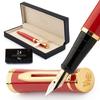 Wordsworth Black Fountain Pen 18K Gold Plated Broad 24 Pack Ink Ink Refill Converter Gift Gold Perfect for Men and Women & Set, Nib, Cartridges, &
