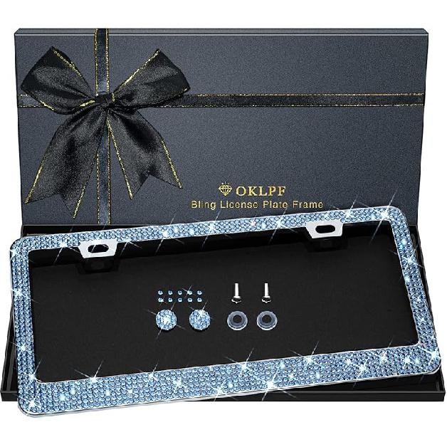 Блестящая рамка для номерного знака для женщин, 1 шт. Искрящиеся рамки для номерных знаков | Более 1200 шт. 14 граней, украшенные прозрачными стеклянными стразами-кристаллами