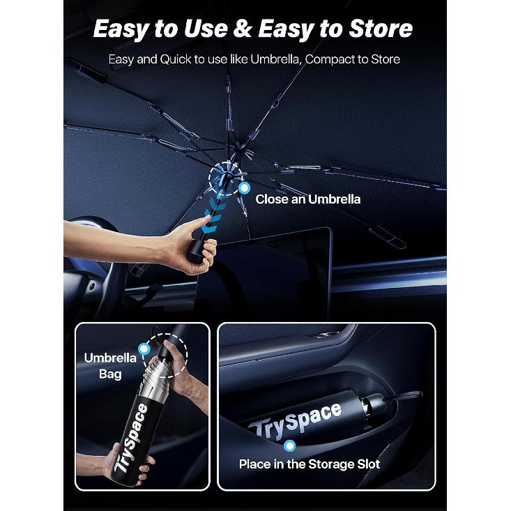 Car Windshield Sun Shade Umbrella - [Silver Heat Shield & UV Reflective] Protector For Cars, Universal Fit Medium (56"X31") | 25°F Cooler, Friendly