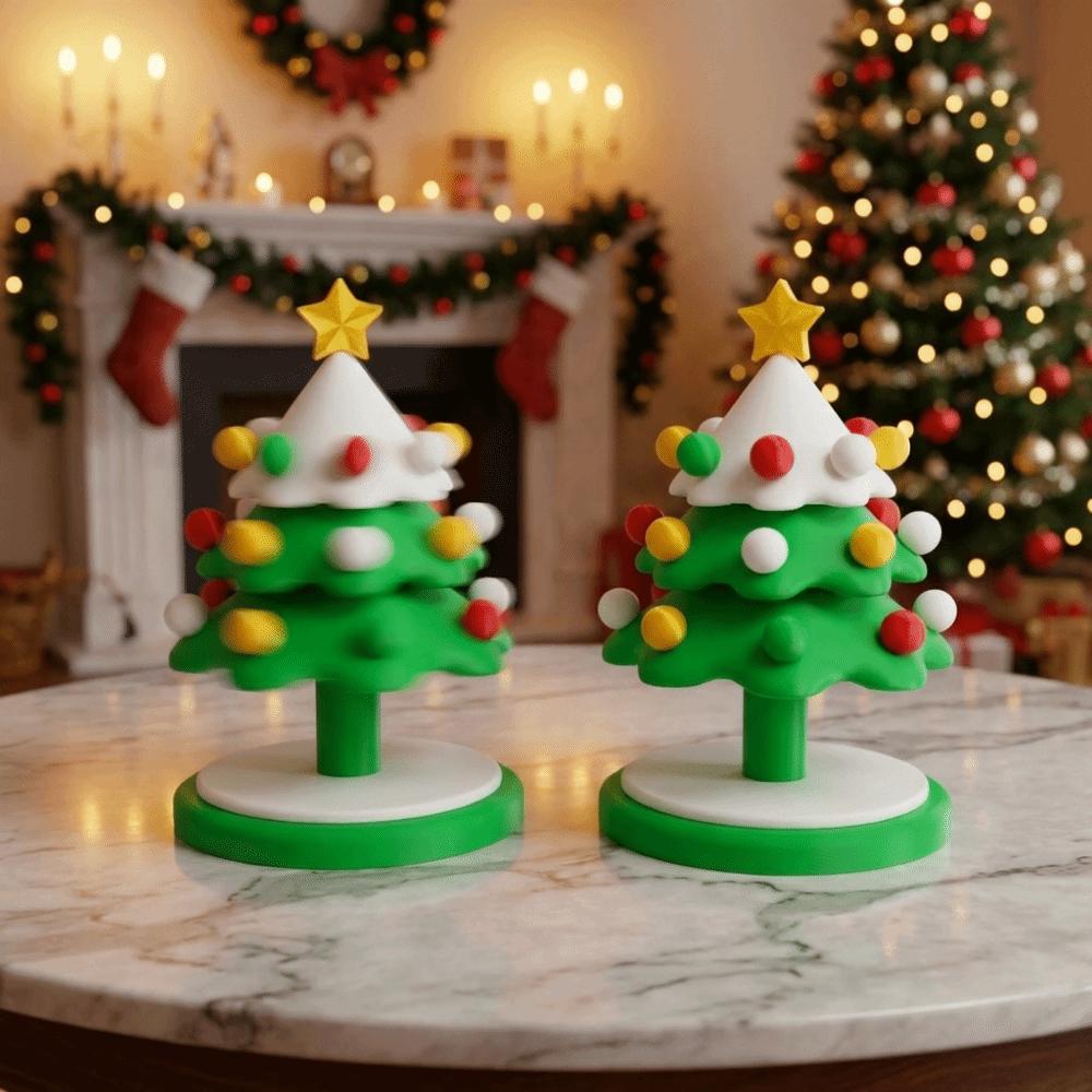 3D Printed Rotating Christmas Tree Colorful Christmas Tree Fidget Toy for Home Decor
