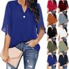 Women's European & American Short Sleeve V-Neck Casual Chiffon Shirt
