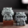 Small Chinese Stone Lion Pair: Desktop Mascot and Tea Pet Ornament for Creative Bonsai or Fish Tank Decoration