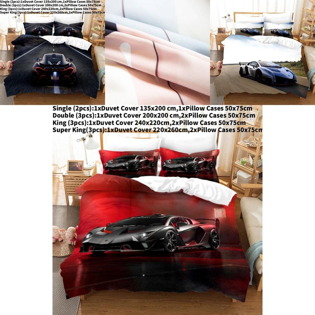 Постельный комплект с принтом спортивного автомобиля из фланелевого материала для комфортного сна подростка