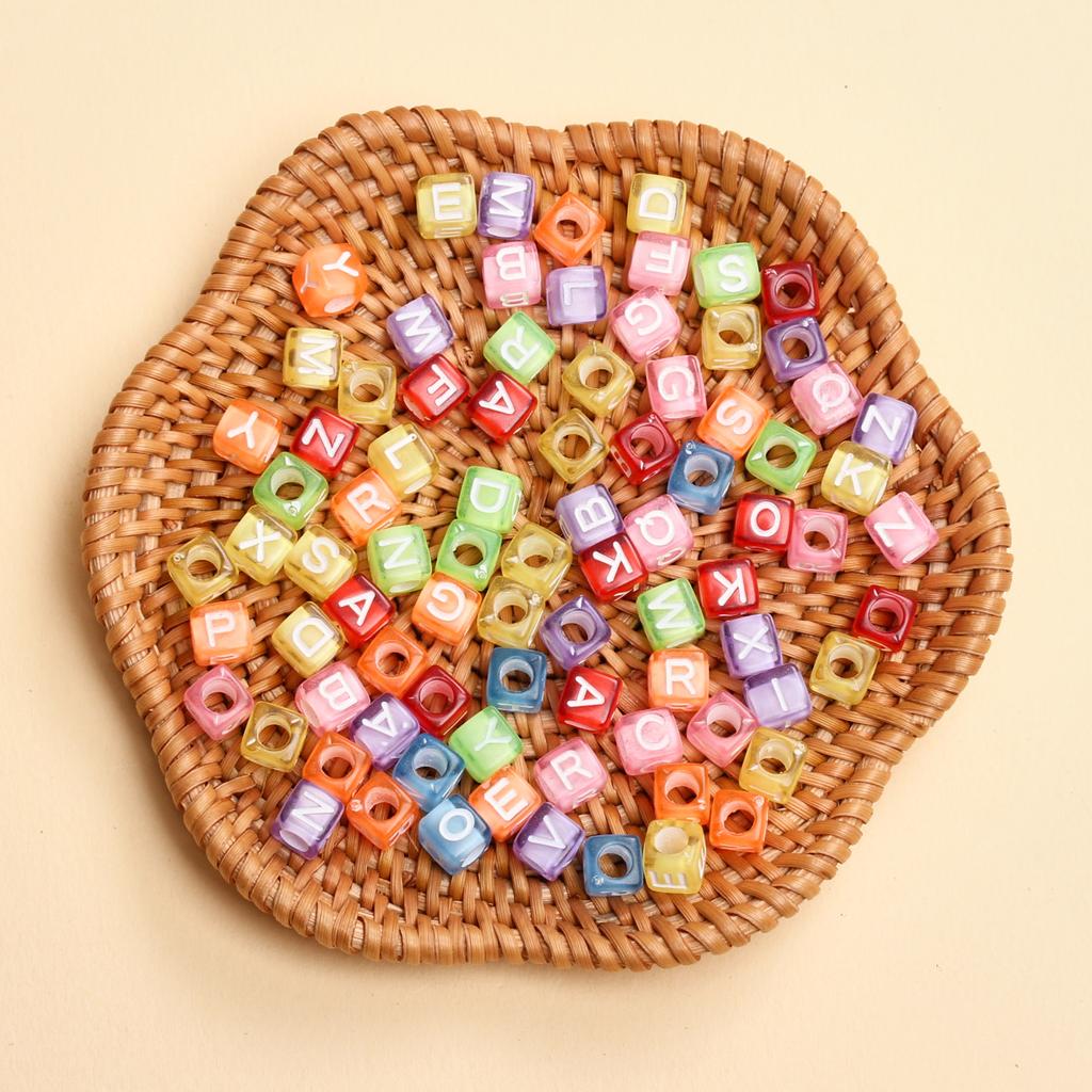 80 шт. 6 мм Квадратный акриловый кубик Буква Свободная бусина для изготовления ювелирных изделий DIY Браслет Материалы ручной работы Подвески Аксессуары