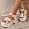 High Quality Women's Shoes Summer New Open Toe Women's Sandals Solid Color Casual Medium Heel Buckle Women's Sandals