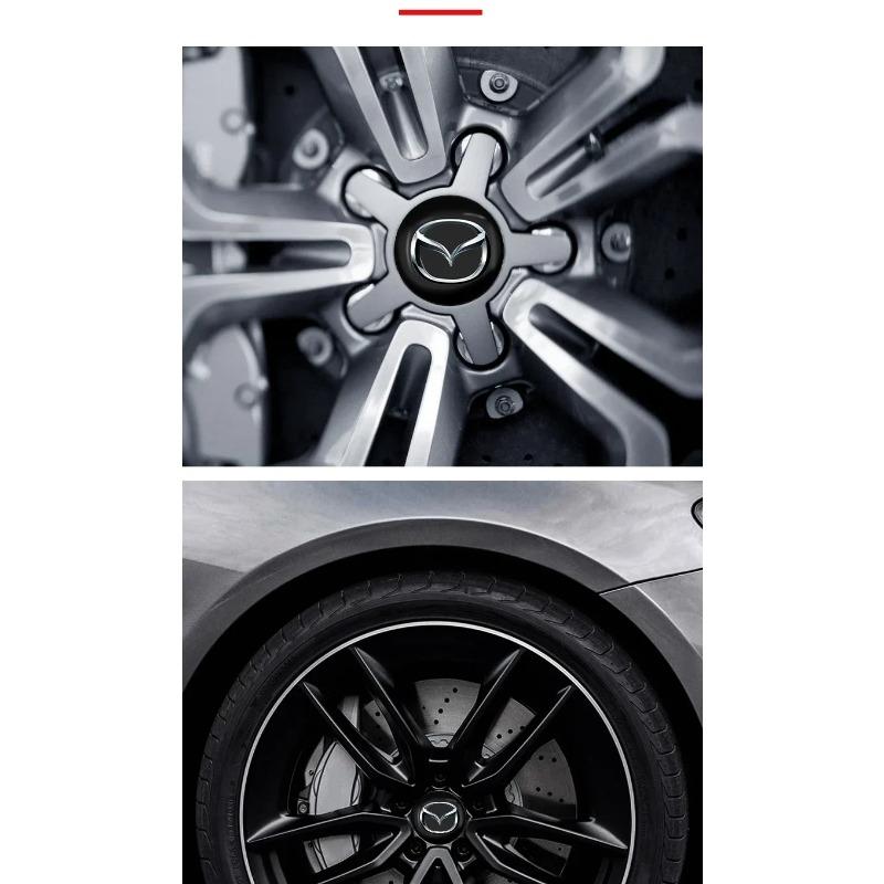 Комплект из 4 эмблем-колпачков на центр ступицы колеса с логотипом Mazda - 56 мм Прочные наклейки для различных моделей