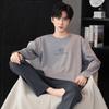 Pajamas Loungewear Set Men's Spring Youth Long Sleeve Loose Simple Casual Loungewear Set Plus Fat  Boys' Pajamas