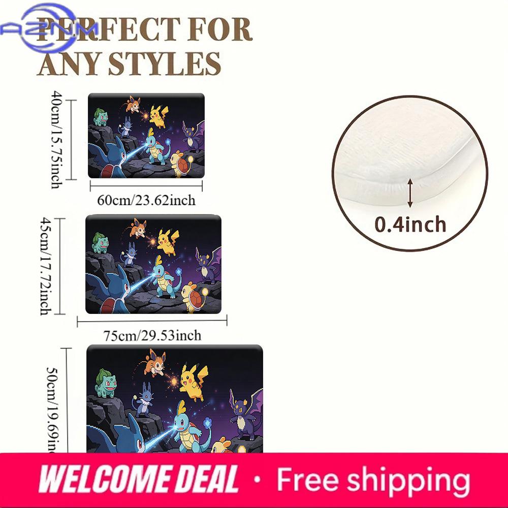 Pixel Style Pokemon Characters Print Non-Slip Doormat for Home Indoor Outdoor Decor