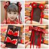 2pcs Tassel New Year Headwear Bow Red Wig Braid Hairpin Traditional Children Hair Clip