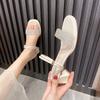 2025 New Summer Fashion Sandals Square Head Half Slippers Women's Thick Heel Daily Versatile Large Size Women's Shoes