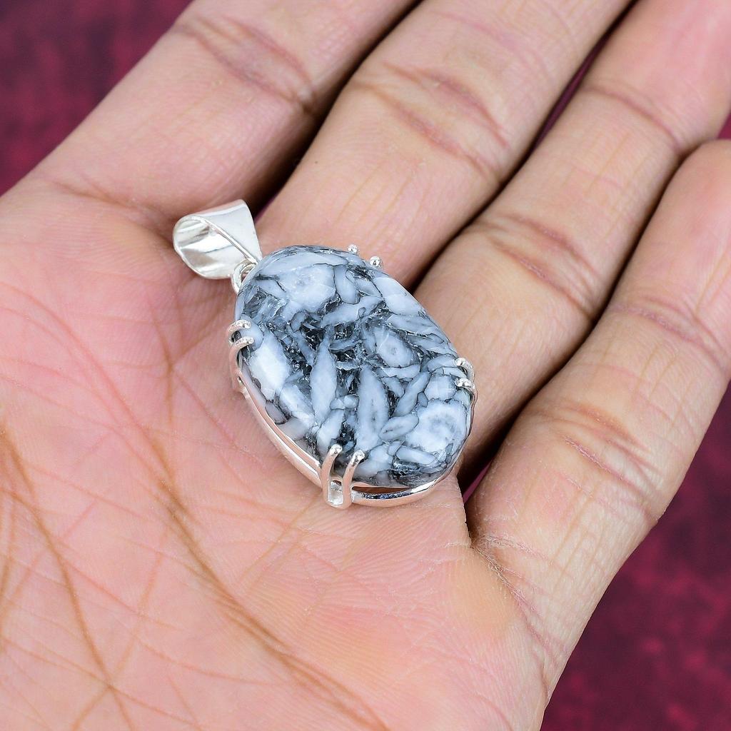 Подвеска из цельного серебра Pinolith Jasper 925 пробы, ювелирные изделия с подвеской из драгоценных камней ручной работы, подарки для жены, абсолютно новый кулон