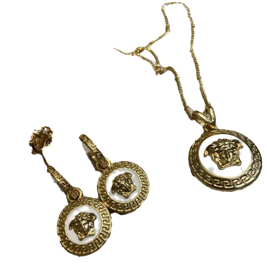 Новые эмалевые капельки масла в виде веера, семейный портрет, серьги, ожерелье с монетой в виде головы Медузы, медное покрытие из настоящего золота