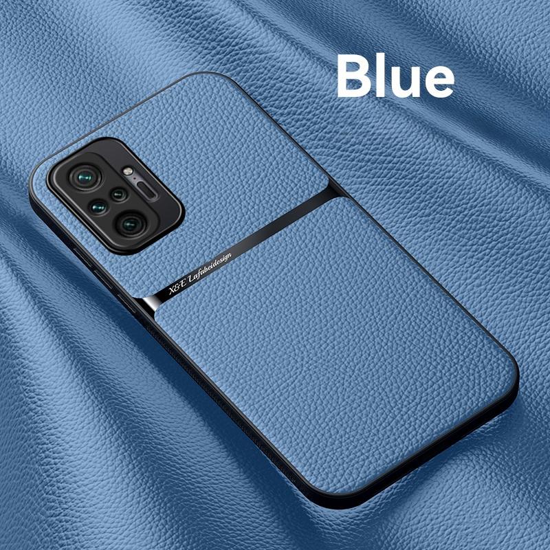 Чехол для Xiaomi Redmi Note 10 10S с металлической пластиной, кожаный чехол для Redmi Note10 Pro Max Note10 S, магнитный автомобильный держатель, задняя крышка
