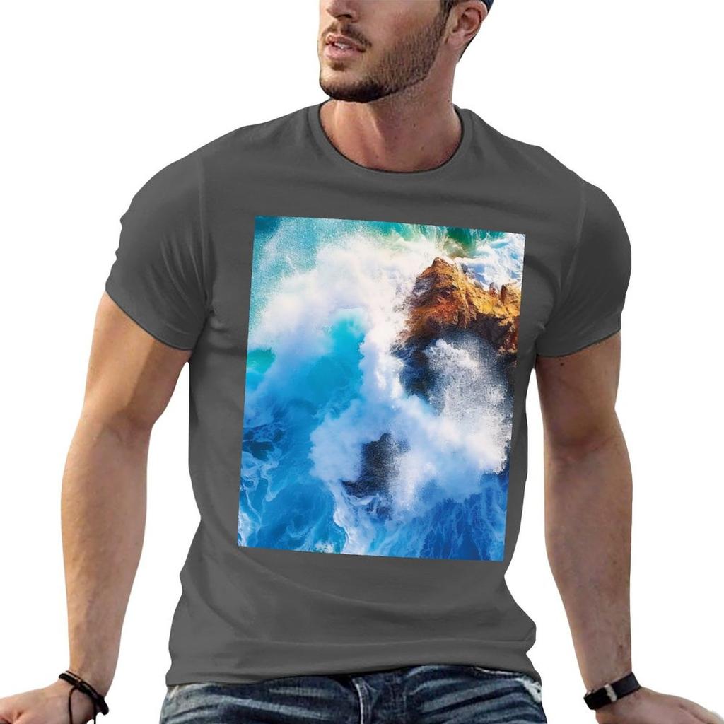 Ocean Waves Crashing On The Shore TShirt Big Size Loose Fit Tee Shirt