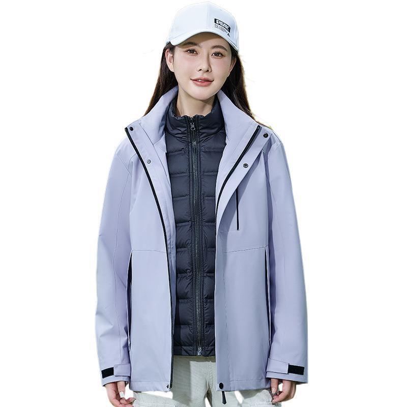 3-in-1 Detachable Winter Hiking Jacket With 90% Duck Down Inner Layer Waterproof Windproof Outdoor Coat Men Women