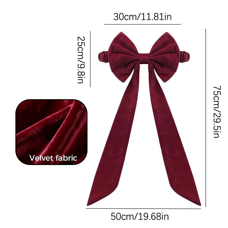 Бордовые чехлы на стулья Рождественские красные банты для стульев 11,8" X 29,5" Эластичные бордовые бархатные чехлы Банты для стульев