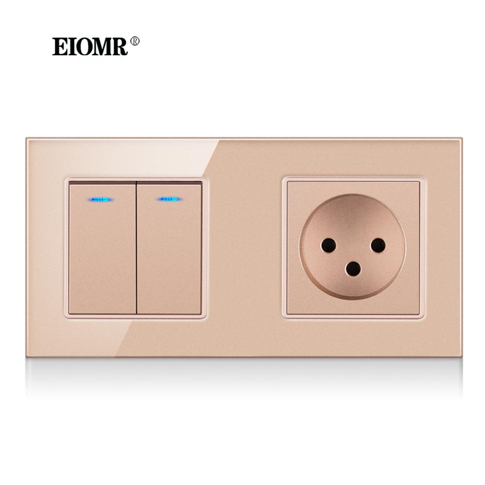EIOMR Израиль Розетка-выключатель для стены, 16А, Панель из золотого хрустального стекла, Порт USB Type-C PD 20W для Дома, Офиса, Кухни