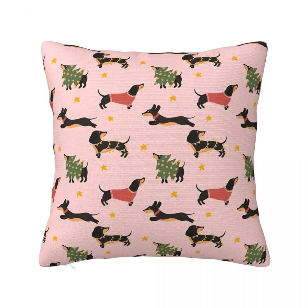 Dachshund Dog Square Pillow Covers Polyester Home Wiener Sausage Doxie Cushion Case Cute Decor Pillowcase 4040