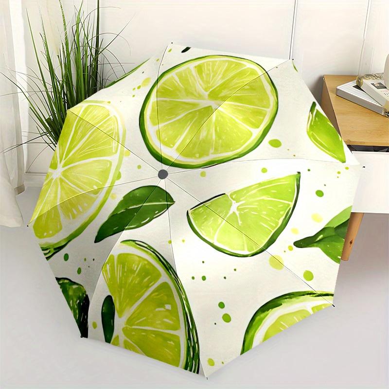 1pc Lime Slices Automatic Open/close, All-Season Portable Folding Umbrella, Travel, Everyday, Formal Events115